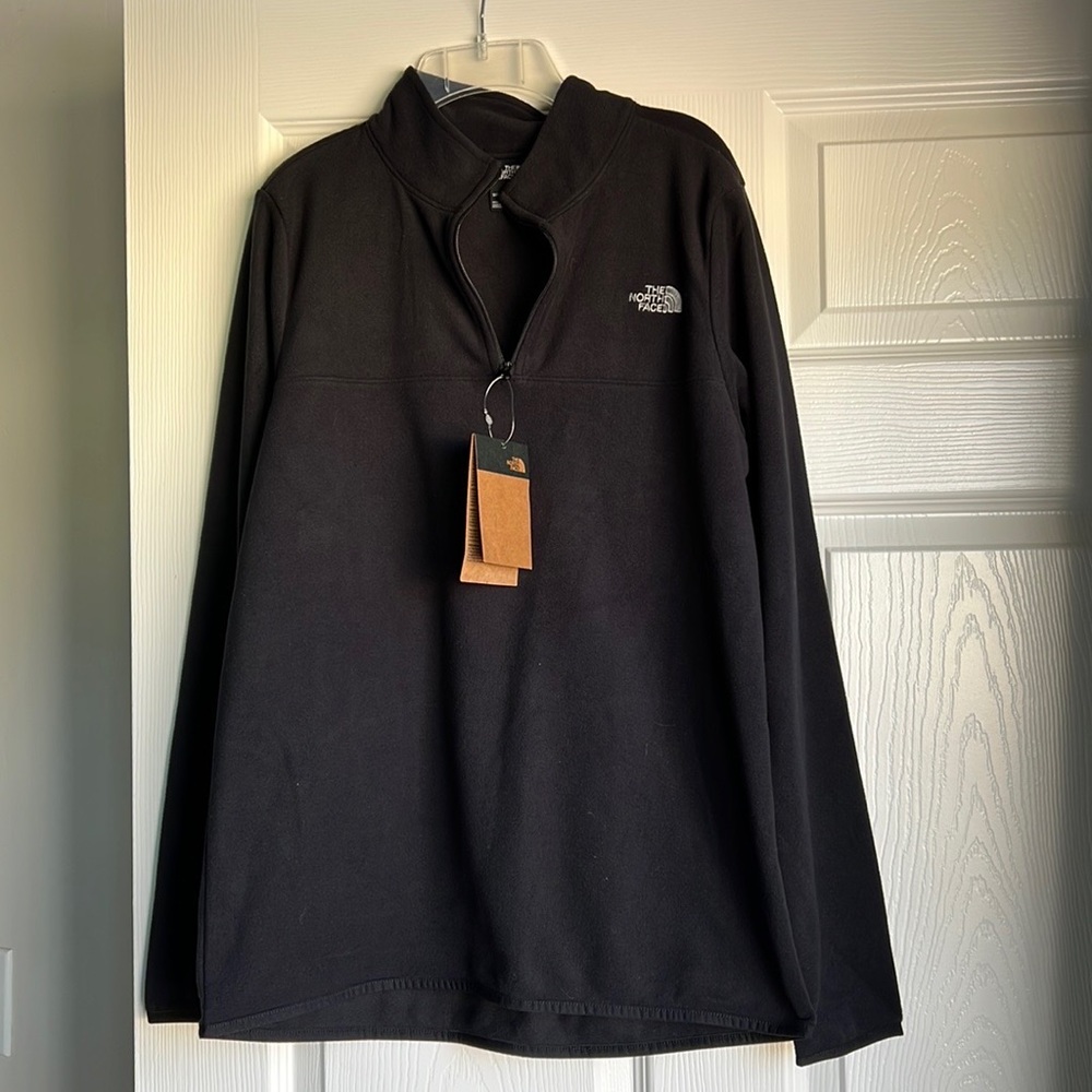 NWT- North Face TKA Glacier 1/4 Zip Black Fleece pullover